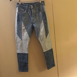 Levi’s 501 Button Fly Twice as Nice Patchwork Jeans 25 Waist/26 Length